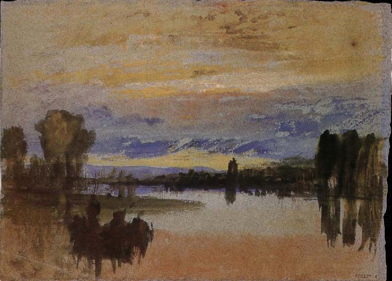 Sunset near the lake, Joseph Mallord William Turner